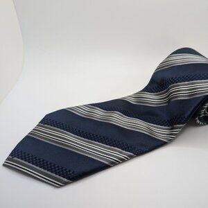Donald J. Trump Signature Collection Neck Tie Silk Blue silver white Black Strip